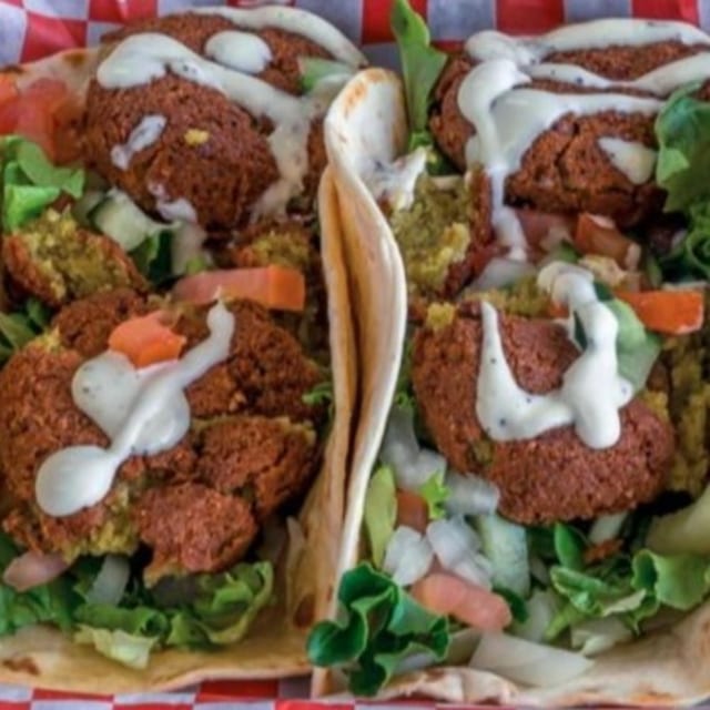 Two Falafel Tacos.