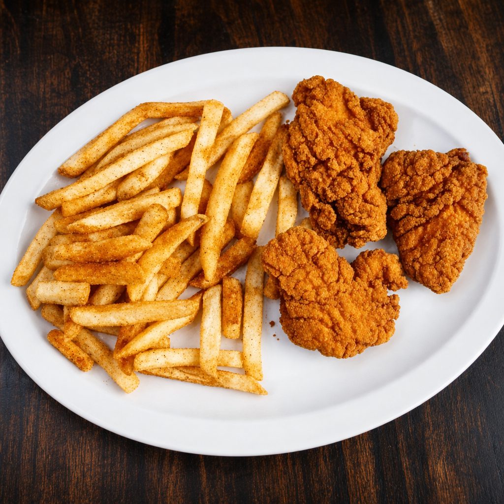 Three Pcs Chicken Tenders with Fries.