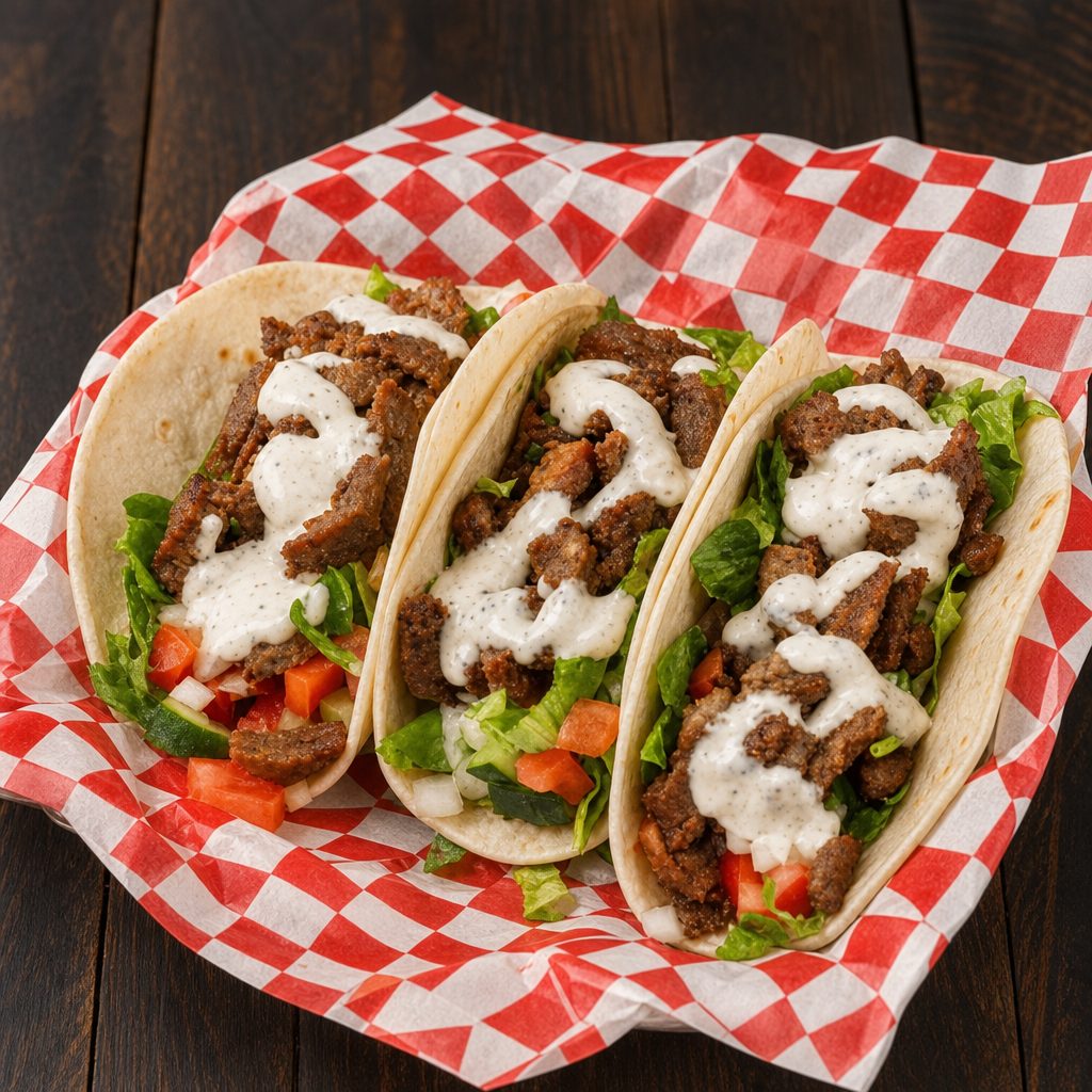 Three Gyro Tacos.