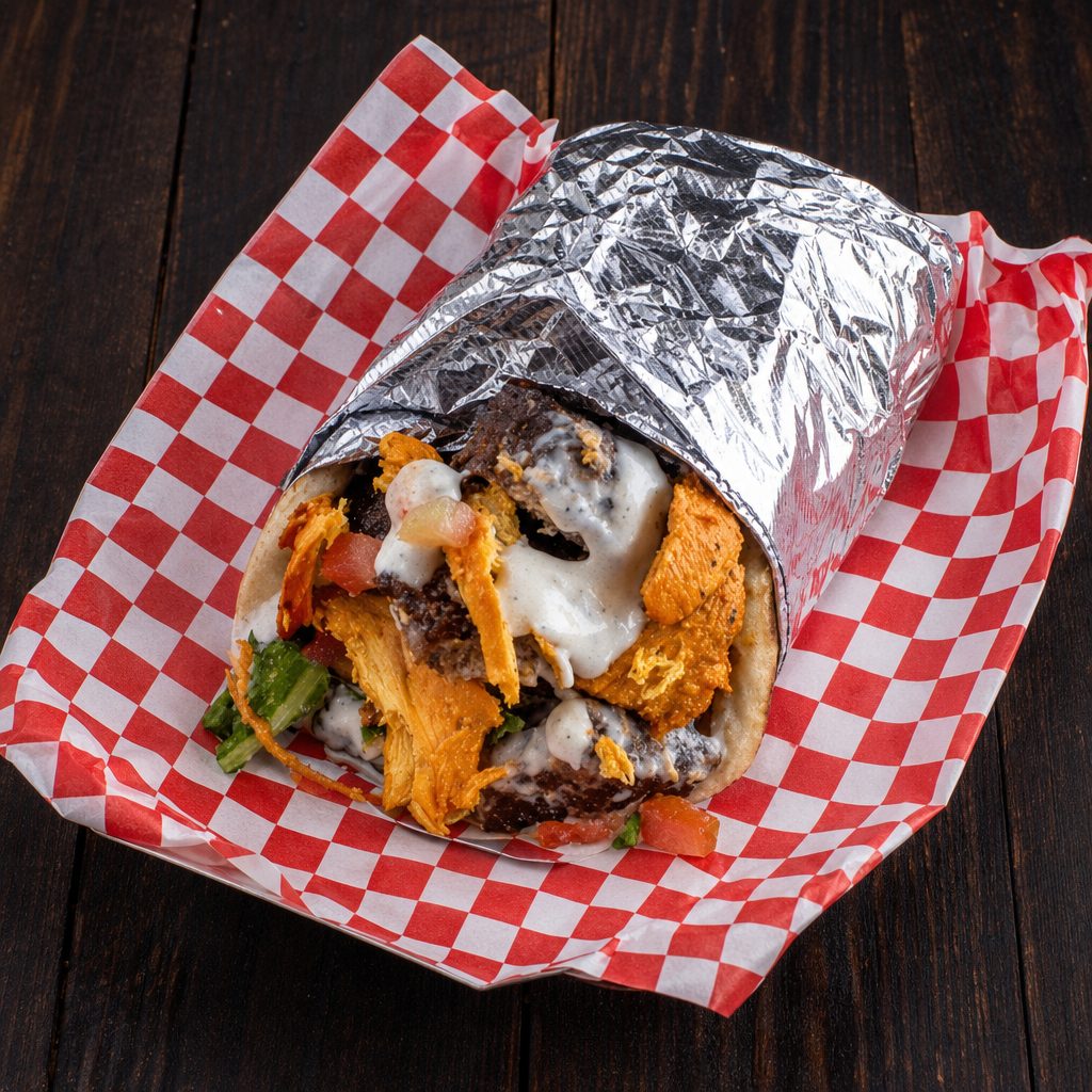 Gyro and Chicken Pita Wrap.