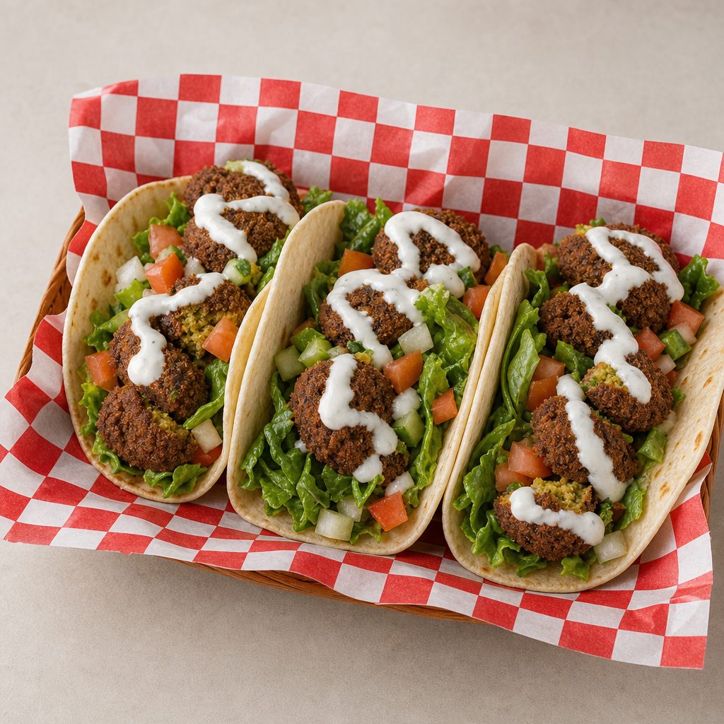 Three Falafel Tacos.