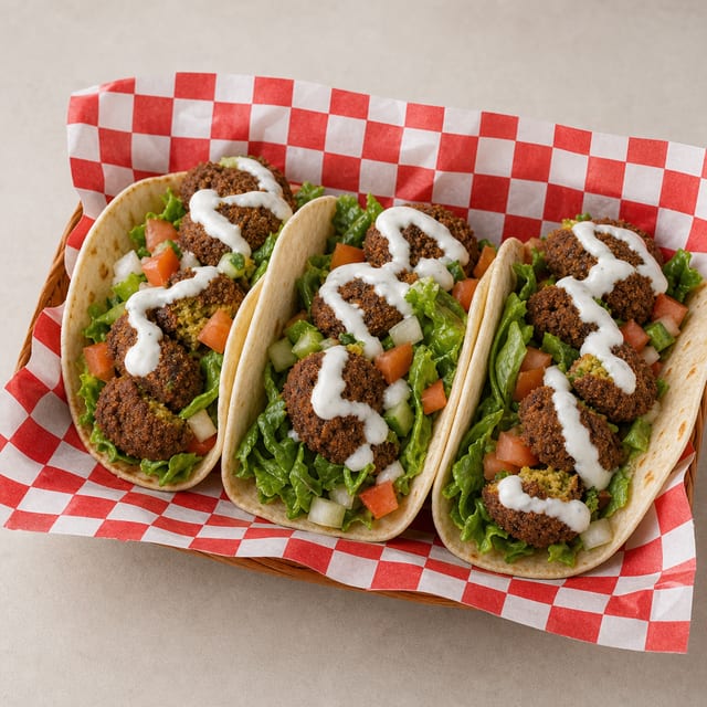 Three Falafel Tacos.