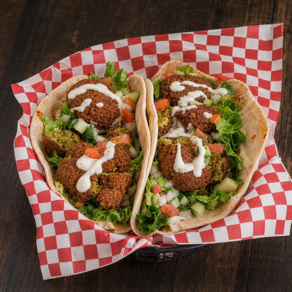Two Falafel Tacos.