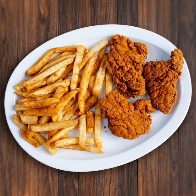 Three Pcs Chicken Tenders with Fries.