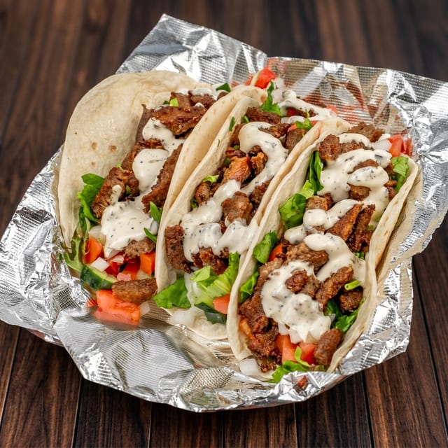 Three Gyro Tacos.