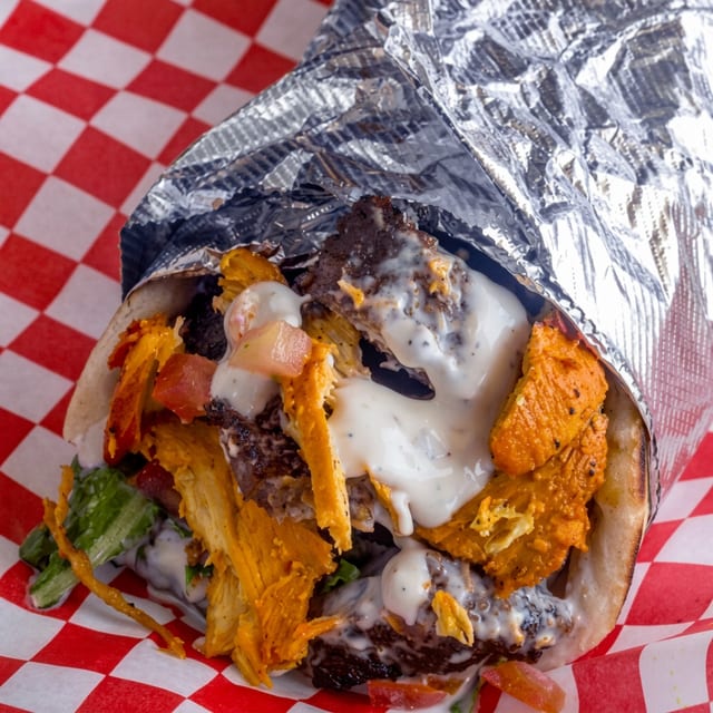 Gyro and Chicken Pita Wrap.