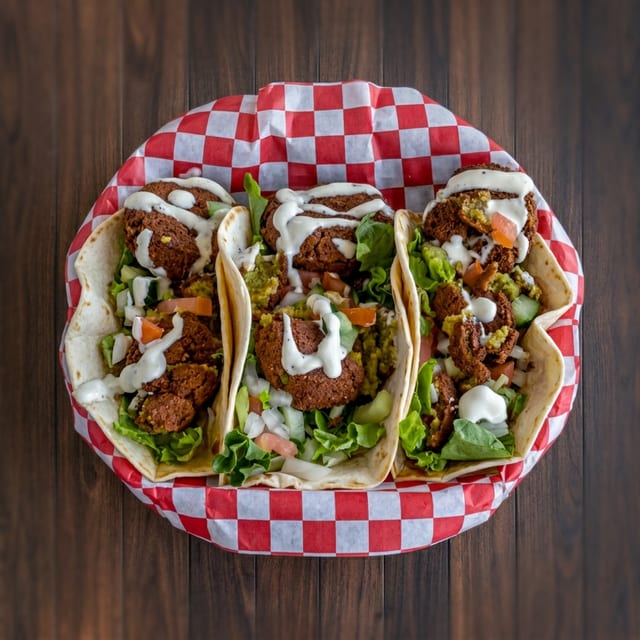 Three Falafel Tacos.